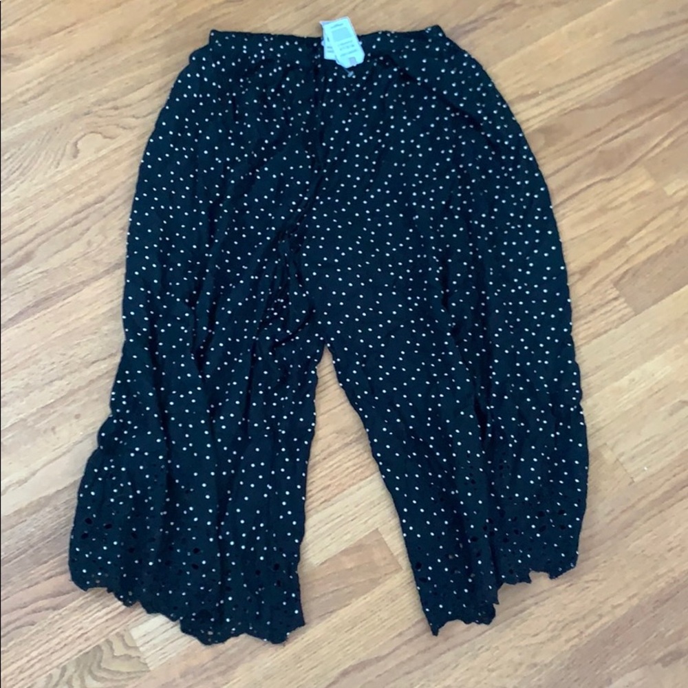 NWT puffy black pants with white polka dots